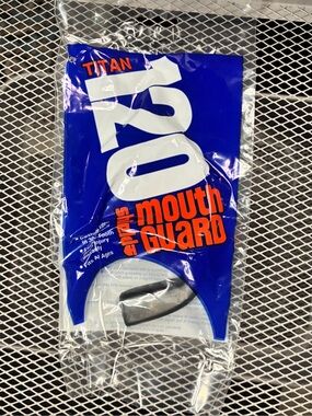 Titan Mouth Guard Packaging — White and Blue Text